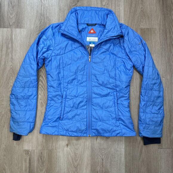 Columbia Omni Heat Puffer Jacket Womens Medium Blue Insulated Shield Coat READ - Picture 1 of 12